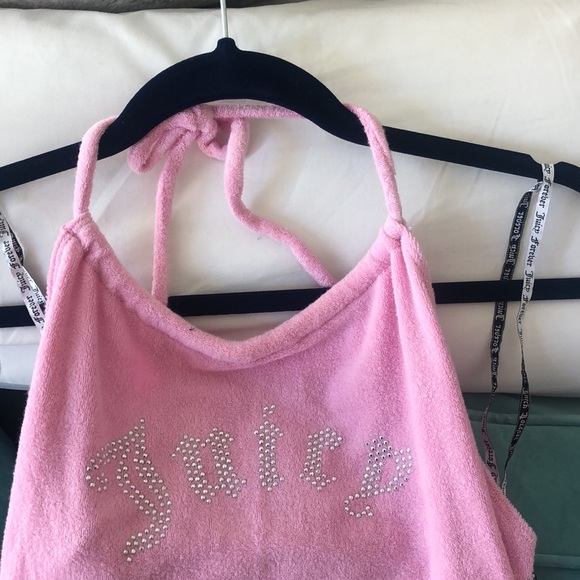 Juicy Couture Pink Terry Halter Dress or Cover zip-sz M - Picture 5 of 7